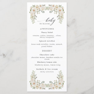 baby in bloom ivory floral baby shower menu