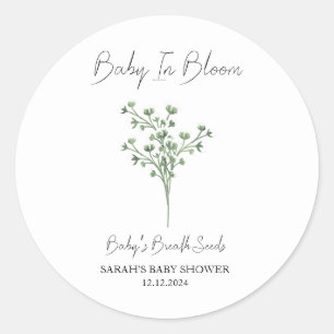 Baby In Bloom l Baby’s Breath Seeds Baby Shower Classic Round Sticker