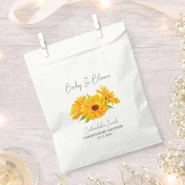 Baby In Bloom l Calendula Seeds Baby Shower Favour Bag (Clipped)