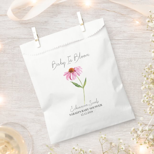 Baby In Bloom l Echinacea Seeds Baby Shower Favour Bag (Clipped)