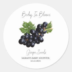 Baby In Bloom l Grape Seeds Baby Shower Classic Round Sticker