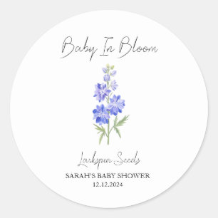 Baby In Bloom l Larkspur Seeds Baby Shower Classic Round Sticker