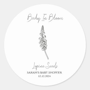 Baby In Bloom l Lupine Seeds Baby Shower Classic Round Sticker