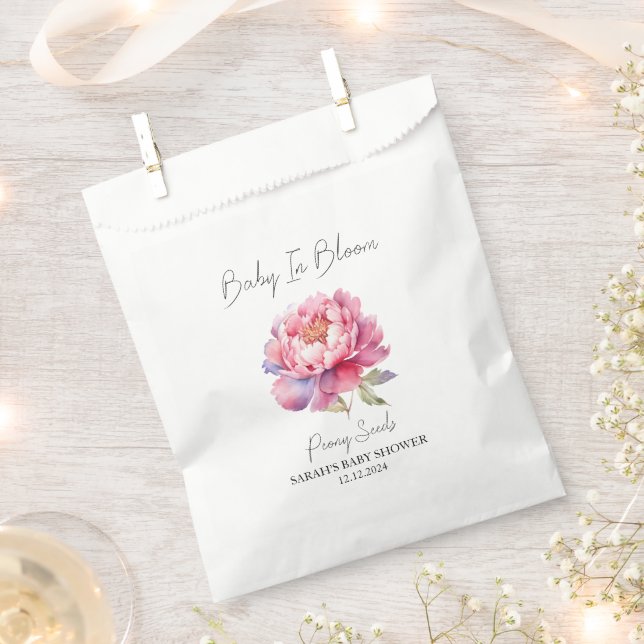 Baby In Bloom l Peony Seeds Baby Shower Favour Bag (Clipped)