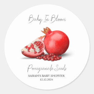 Baby In Bloom l Pomegranate Seeds Baby Shower Classic Round Sticker