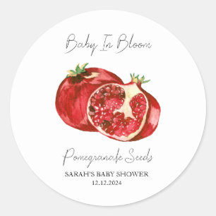 Baby In Bloom l Pomegranate Seeds Baby Shower Classic Round Sticker