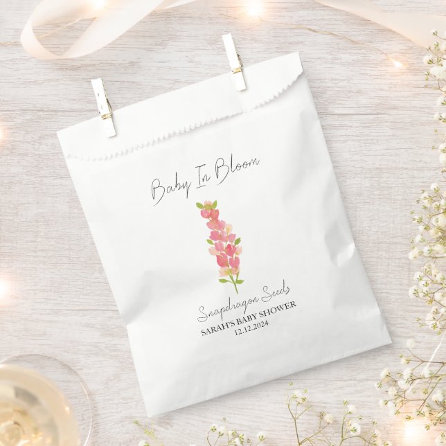 Baby In Bloom l Snapdragon Seeds Baby Shower Favour Bag (Clipped)