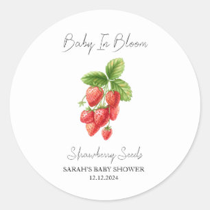 Baby In Bloom l Strawberry Seeds Baby Shower Classic Round Sticker