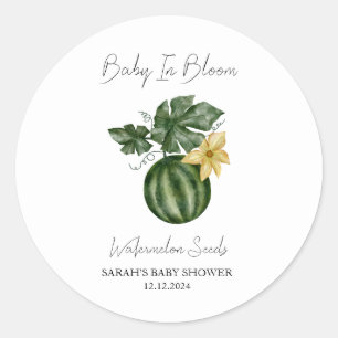 Baby In Bloom l Watermelon Seeds Baby Shower Classic Round Sticker