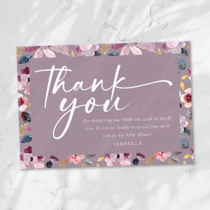 Baby in Bloom Lilac Floral Baby Shower Thank You Card