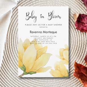 Baby in Bloom Magnolia Yellow Floral Baby Shower  Invitation