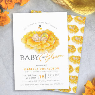 Baby in bloom marigold baby shower invitations