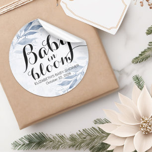 Baby in Bloom / Modern Baby Shower Pinback Button Classic Round Sticker