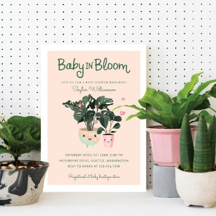 Baby in Bloom Mother & Baby Girl Potted Plants Invitation