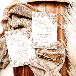Baby in Bloom Pampas Grass Boho Baby Shower Invitation