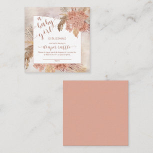 Baby in Bloom Pampas Grass Hydrangea Diaper Raffle Enclosure Card