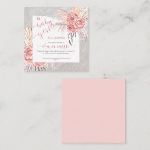 Baby in Bloom Pampas Grass Pink Rose Diaper Raffle Enclosure Card