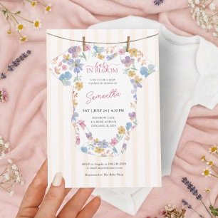 Baby In Bloom Pastel Clothes Line Baby Shower Invitation
