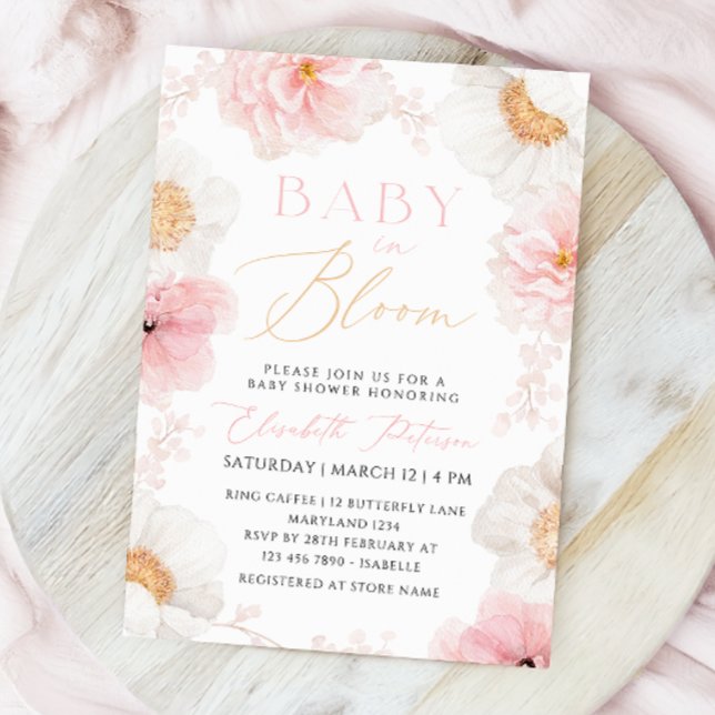 Baby In Bloom Pastel Floral Baby Shower Invitation (Creator Uploaded)