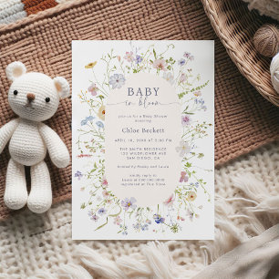 Baby in Bloom Pastel Wildflower Baby Shower Invitation