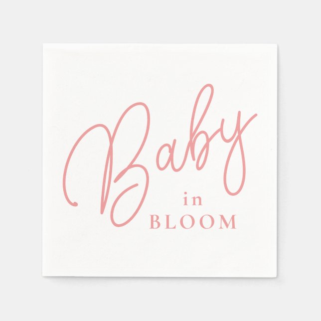 Baby in Bloom Peach Colour Hand Lettered Script Napkin (Front)
