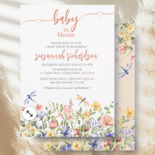 Baby in Bloom Peach Wildflower Baby Shower Invitation