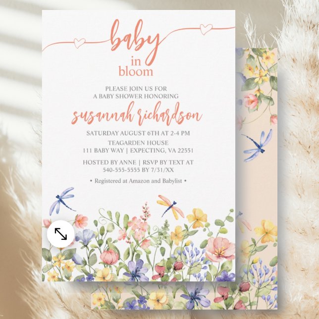 Baby in Bloom Peach Wildflower Baby Shower Invitation (Creator Uploaded)