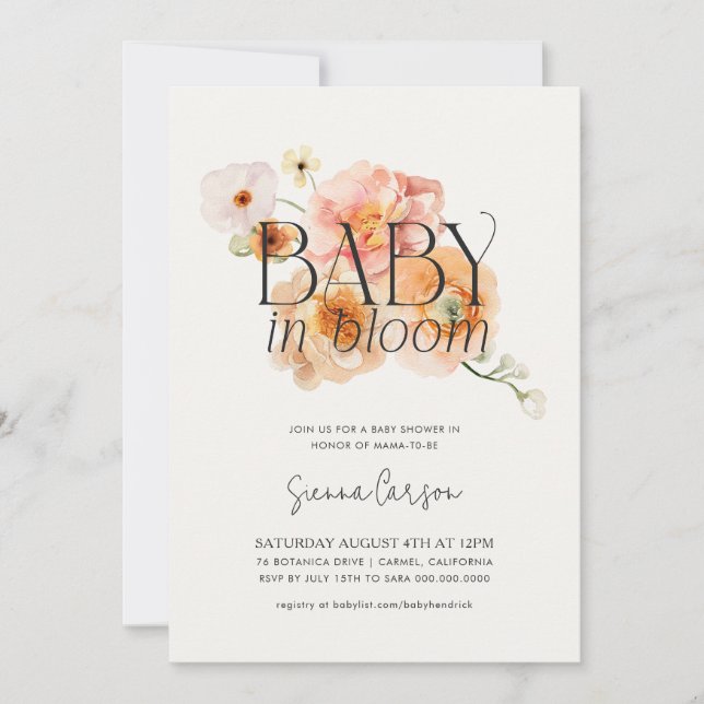 Baby in Bloom Peachy Baby Shower Invitation (Front)
