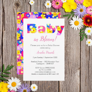 Baby in Bloom Pink Baby Shower Invitation