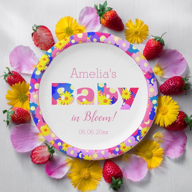 Baby in Bloom Pink Baby Shower  Paper Plate (Creator Uploaded)