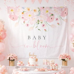 Baby In Bloom Pink Baby Shower Tapestry