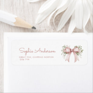 Baby In Bloom Pink Bow Baby Shower Address Return Address Label