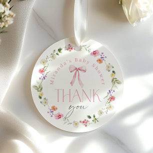 Baby in Bloom Pink Bow Baby shower Thank you Favour Tags
