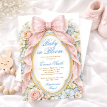 Baby in Bloom Pink Bow Floral Baby Shower