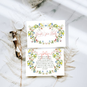 Baby in Bloom Pink Bow Floral Girl Baby Shower Enclosure Card