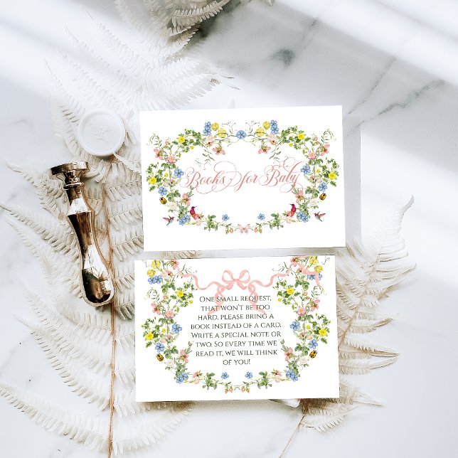Baby in Bloom Pink Bow Floral Girl Baby Shower  Enclosure Card (Creator Uploaded)