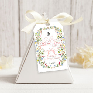 Baby in Bloom Pink Bow Floral Girl Baby Shower  Gift Tags