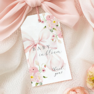 Baby in Bloom Pink Bow Gift Tags