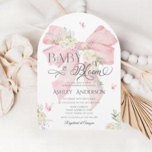 Baby In Bloom Pink Bow Girl Baby Shower Invitation