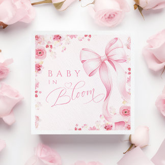 Baby in Bloom Pink  Bow Napkins 