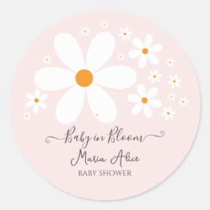 Baby in Bloom Pink Daisy Baby Shower Classic Round Sticker
