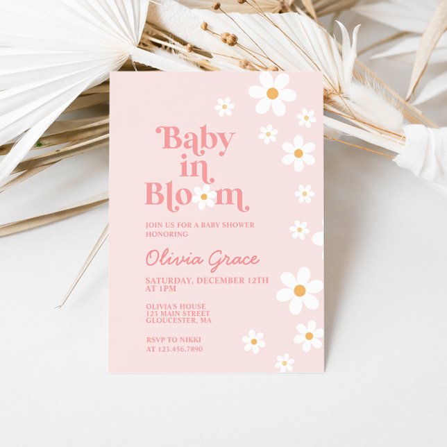 Baby in Bloom Pink Daisy Baby Shower Invitation (Creator Uploaded)