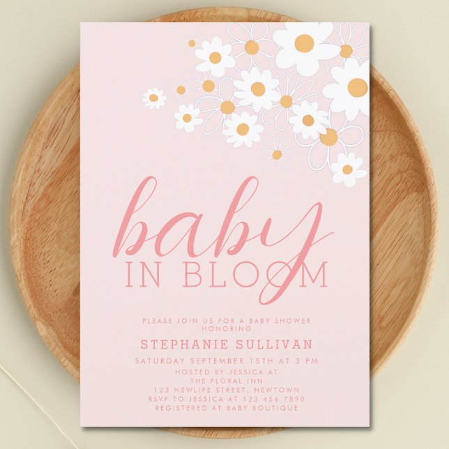Baby in Bloom Pink Daisy Baby Shower  Invitation (Creator Uploaded)