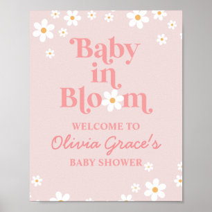 Baby in Bloom Pink Daisy Shower Welcome Poster