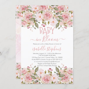 Baby in Bloom Pink Floral Baby Shower Invitation