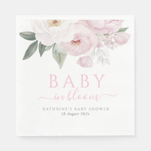 baby in bloom pink floral baby shower napkin