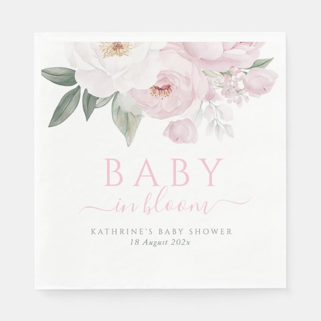 baby in bloom pink floral baby shower napkin (Front)