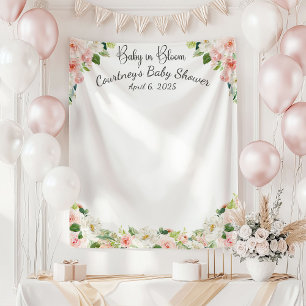 Baby in Bloom Pink Floral Baby Shower Tapestry