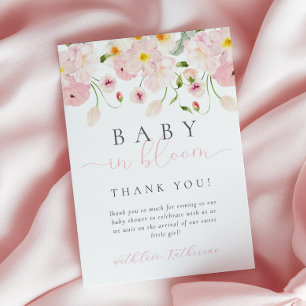 Baby In Bloom Pink Floral Baby Shower Thank You Card