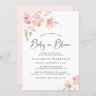 Baby in Bloom Pink Floral Baby Sprinkle Invitation
